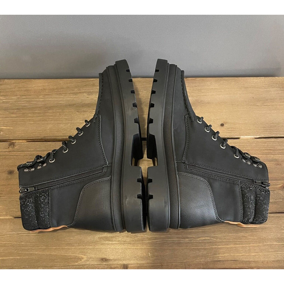 Madden Men\'s Boots Size 7 M Black Hiker Casual Zip Up Lace Up with Ortholite main image 13